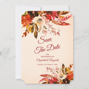 Herbstsplendor floral rot geputzte Elfenbeinhochze Save The Date