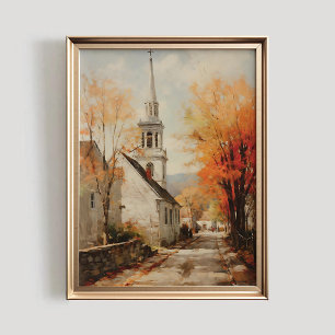 Herbststadt Druck, DRUCKBARER Wandschmuck, Vintage Poster