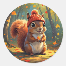 Herbststicker | Fall Eichhörnchen Runder Aufkleber