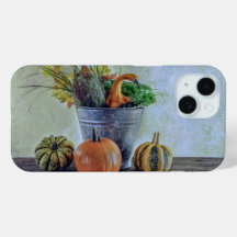 Herbststillleben mit Kürbissen, Blumen