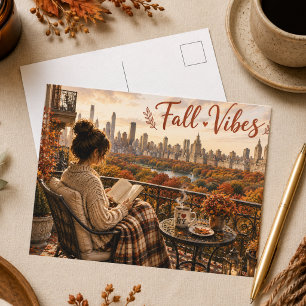 Herbststimmung Gemütliches New York Balkon Postkar Postkarte