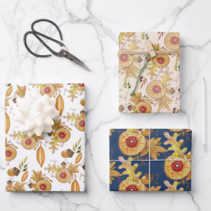 Herbststimmung Wasserfarbe Handgemalt Geschenkpapier Set