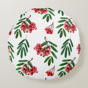 Herbststrahlrowan mit Aquarellfarbe Rundes Kissen