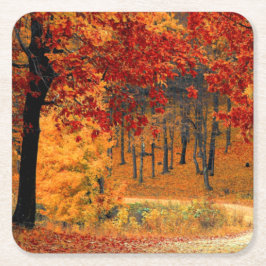 Herbststraße Rechteckiger Pappuntersetzer