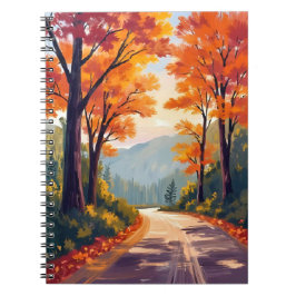 Herbststraße | Wasserfarben Herbstlaub Blätter Notizblock