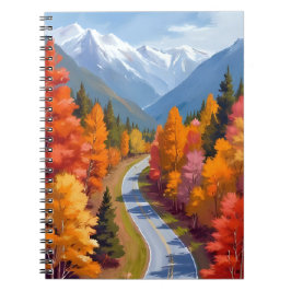 Herbststraße | Wasserfarben-Natur Herbstlaub Notizblock