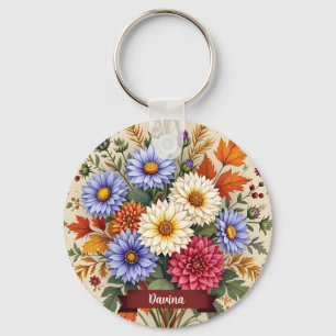 Herbststrauß aus Astern und Dahlien Schlüsselanhänger