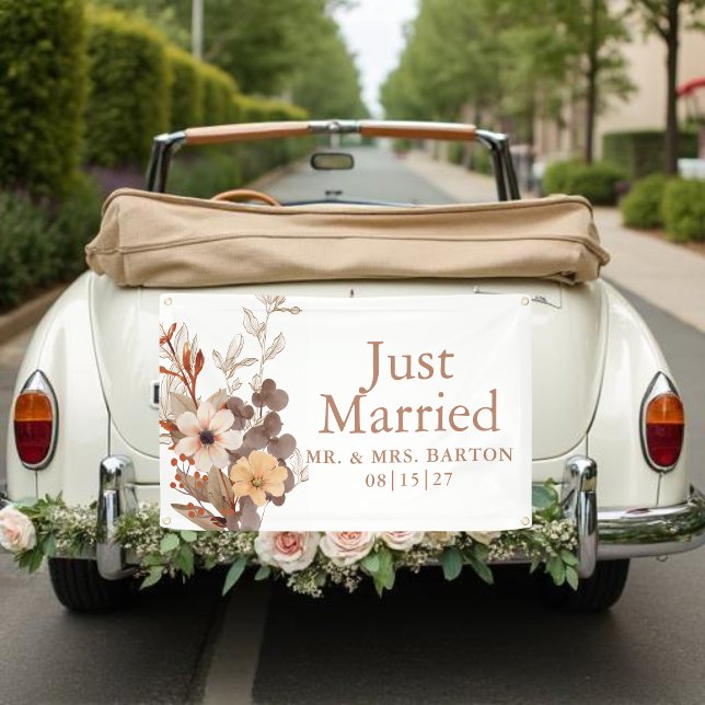 Herbststrauß Just Married Auto Banner (Von Creator hochgeladen)