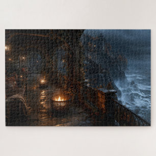 Herbststurm Meer Klippe Puzzle