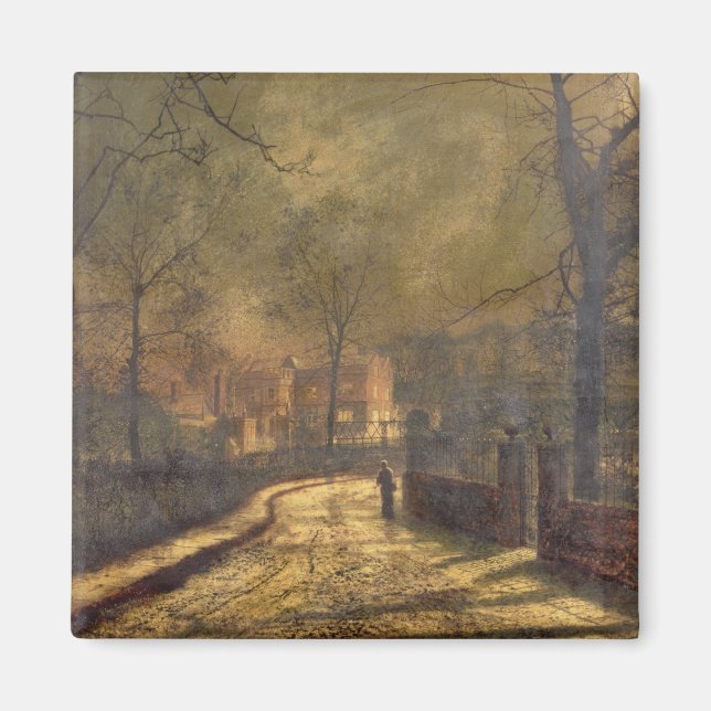 Herbstszene, Leeds, 1874 (Öl an Bord) Magnet (Vorne)