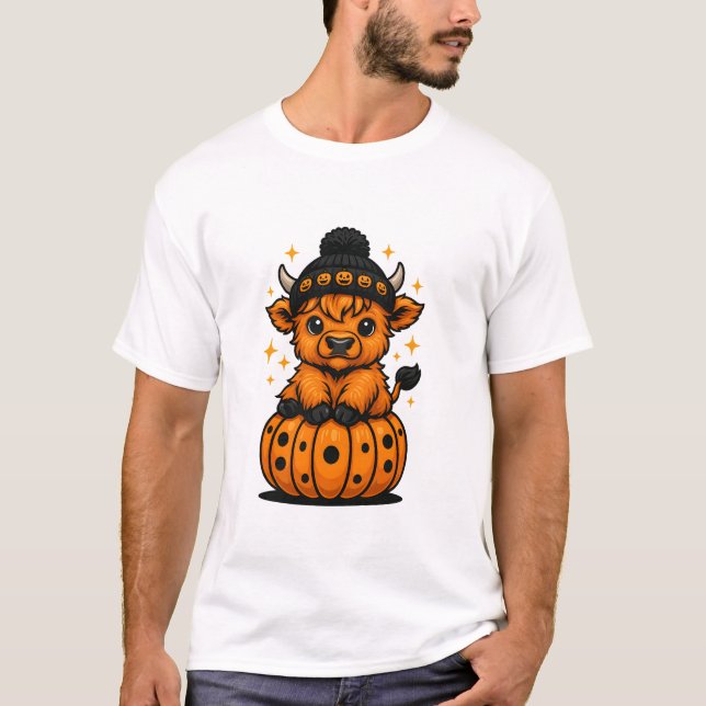 Herbsttablette Katze mit Pumpkin Sweater Fall Nied T-Shirt (Vorderseite)