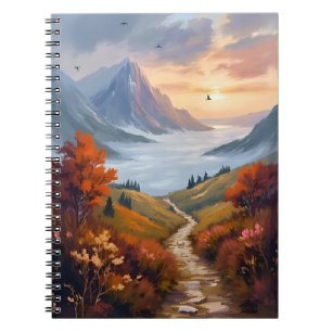 Herbsttagträume Gemalte Herbstlandschaft im Gebi Notizblock