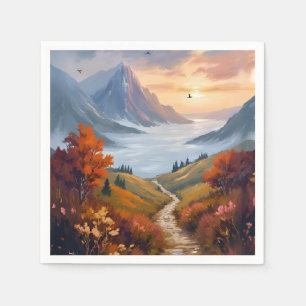 Herbsttagträume   Gemalte Herbstlandschaft im Gebi Serviette
