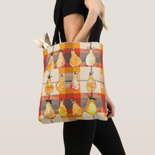 Herbsttasche mit Herbst kariert und Birnen