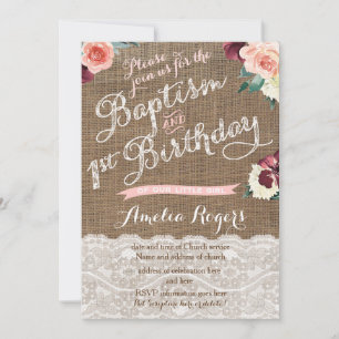 Herbsttaufe erste Geburtstagsparty für Mädchen Einladung