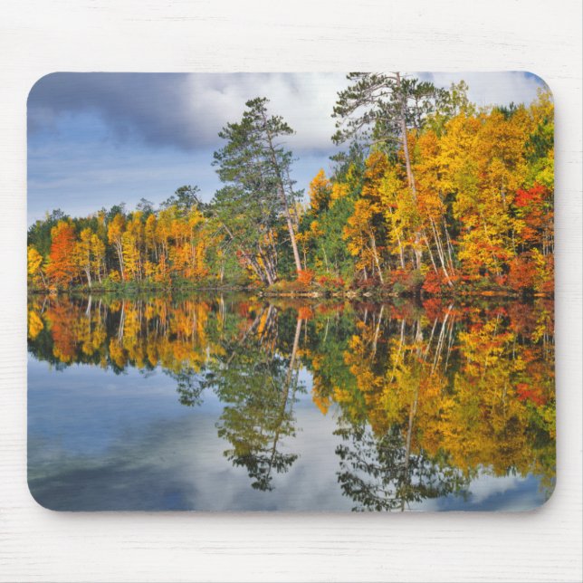 Herbstteich Reflektionen, Maine Mousepad (Vorne)
