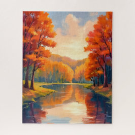 Herbstteich | Wasserfarben-Natur Herbstlaub Puzzle