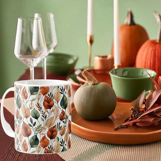 Herbstterracotta und Salbei-Blätter Kaffeetasse (Von Creator hochgeladen)
