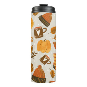 Herbstthema Nahtloses Fliesenmuster Thermosbecher