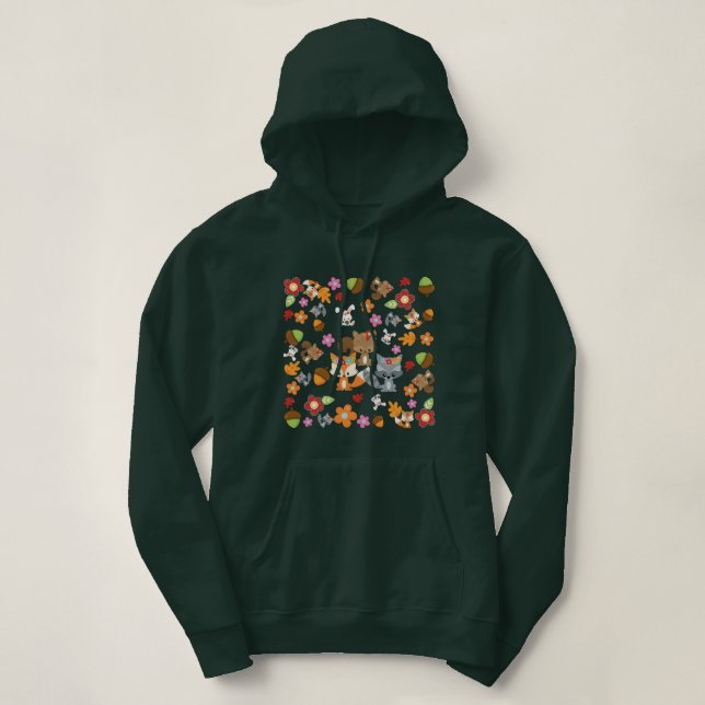 Herbstthema Woodland Animals Muster Hoodie (Design vorne)