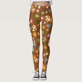 Herbstthema Woodland Animals Muster Leggings