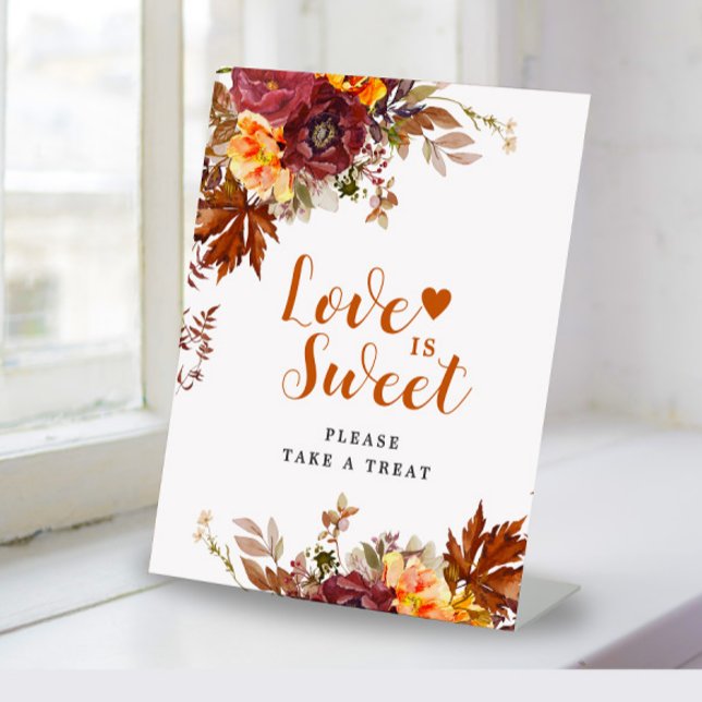 Herbstthematische Liebe ist Sweet Pedestal Sign Sockelschild (Von Creator hochgeladen)