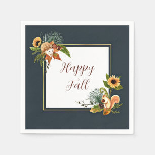 Herbsttiere und Natur mit anpassbarem Text Serviette