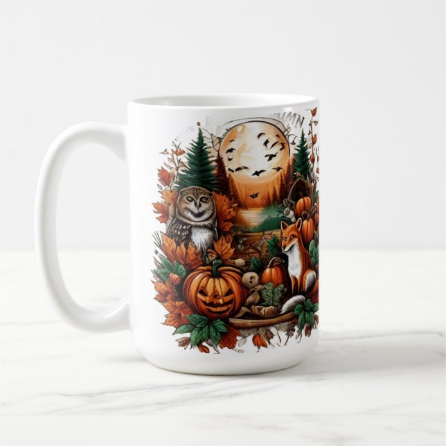 Herbsttiere und Pumpkins Kaffeetasse (Links)