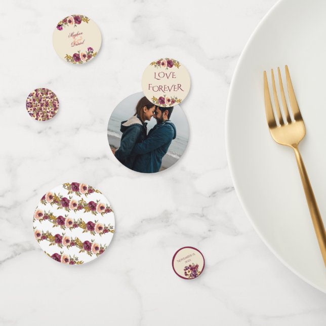 Herbsttisch für Burgund und Rosa Blumenzwiebeltisc Konfetti (Gruppe)