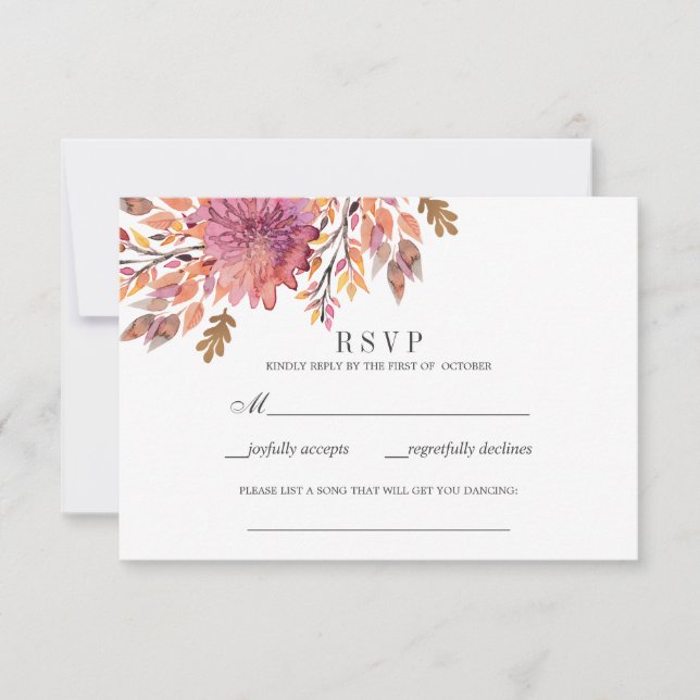 Herbsttraum | Anfrage zum Hochzeitssong RSVP Karte (Vorderseite)