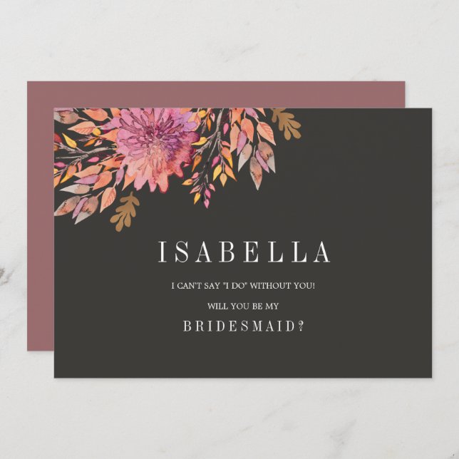 Herbsttraum | Hochzeit ist meine Bridesmaid Einladung (Vorne/Hinten)