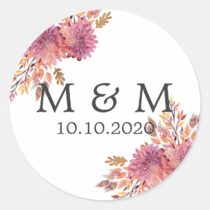 Herbsttraum Hochzeitsklassische Monogramm Runder Aufkleber