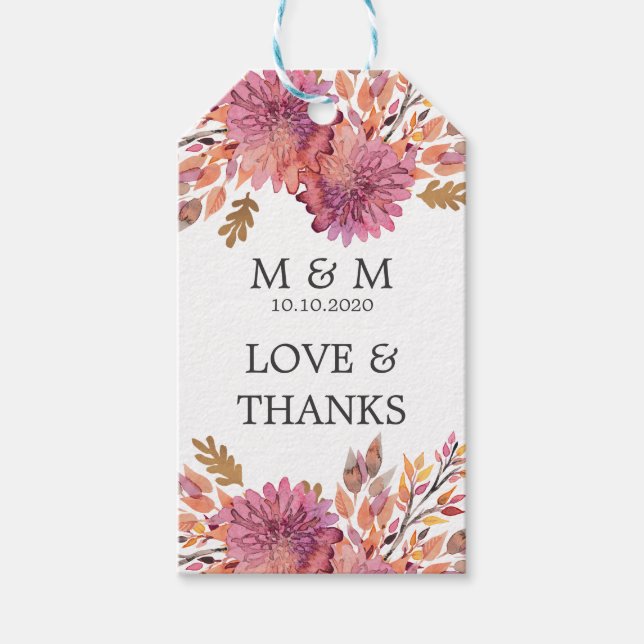 Herbsttraum | Wedding Monogram Vielen Dank Geschenkanhänger (Vorderseite)