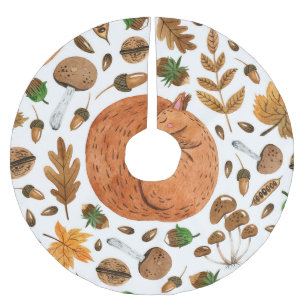 Herbstträume: Das Eichhörnchen im Wasser Polyester Weihnachtsbaumdecke