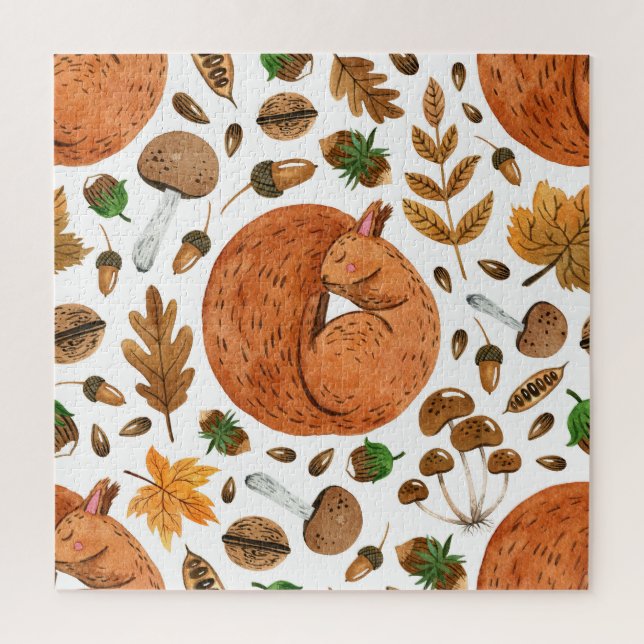 Herbstträume: Das Eichhörnchen im Wasser Puzzle (Vertikal)
