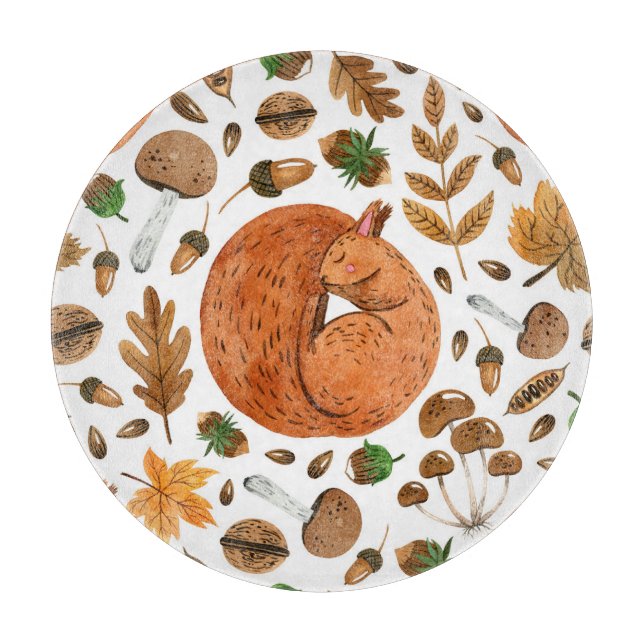 Herbstträume: Das Eichhörnchen im Wasser Schneidebrett (Vorderseite)