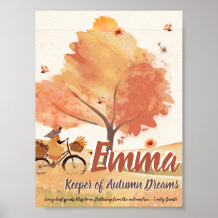 Herbstträume Mädchen – Personalisiertes Kunstposte Poster