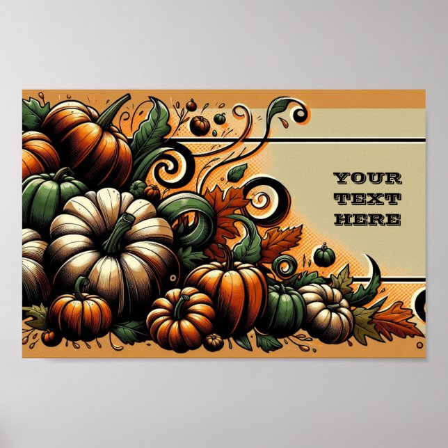Herbstüberfluss - Anpassbarer Pumpkinpflaster Poster (Vorne)
