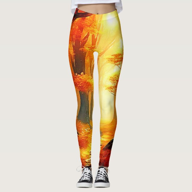Herbstummel: Feuriger Waldweg Leggings (Vorderseite)