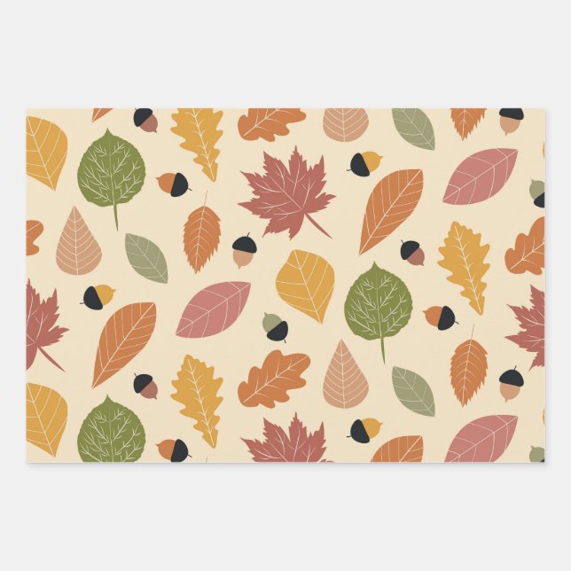 Herbstuntergänge mit Acorns in Terracotta braun Geschenkpapier Set (Vorderseite)