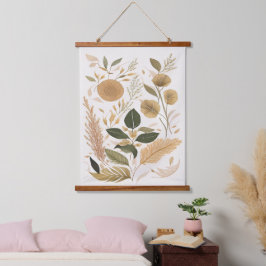 Herbstuntergänge und Blume Wandteppich Mit Holzrahmen