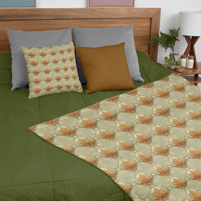 Herbstunterschiede mit Sternen Fleecedecke (Autumn Leaves with Stars Diamond Pattern Fleece Blanket Shown with Matching Pillow.)