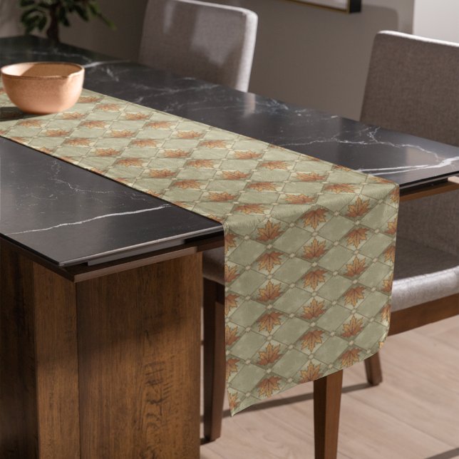 Herbstunterschiede mit Sternen Kurzer Tischläufer (Autumn Leaves with Stars Diamond Pattern Table Runner)