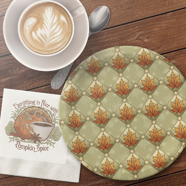 Herbstunterschiede mit Sternen Pappteller (Autumn Leaves with Stars Diamond Pattern Paper Plates-With Coordinating Pumpkin Spice Paper Napkins.)