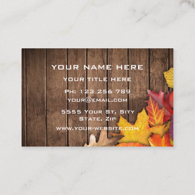 Herbsturlaub Holzbrett-Visitenkarte Visitenkarte (Rückseite)