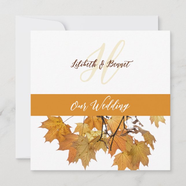 Herbstverlässt Einladung zur Hochzeit (Vorderseite)