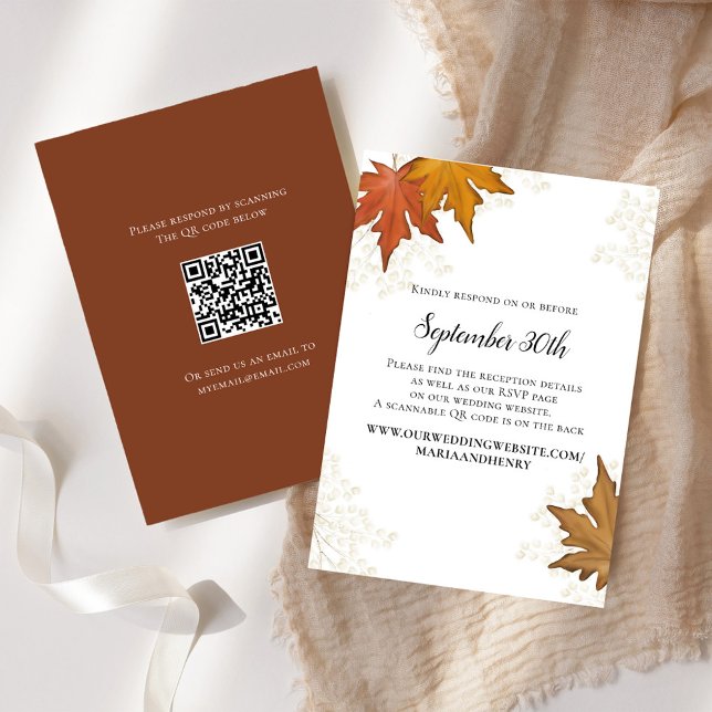 Herbstverläufe Hochzeitsszenario RSVP QR-Code (Fall and Autumn Wedding Invitation RSVP Cards. )