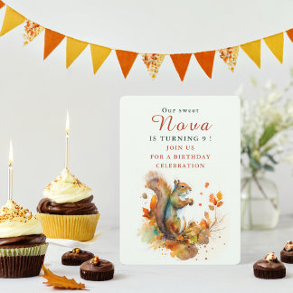 Herbstvibes Eichhörnchen - Einladungskarte zum Geb Einladung