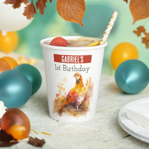 Herbstvibes Fasan - 1. Geburtstag - Pappbecher