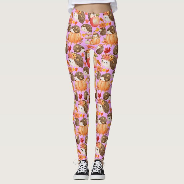 Herbstvibes Muster Porcupine Pink BG Leggings (Vorderseite)